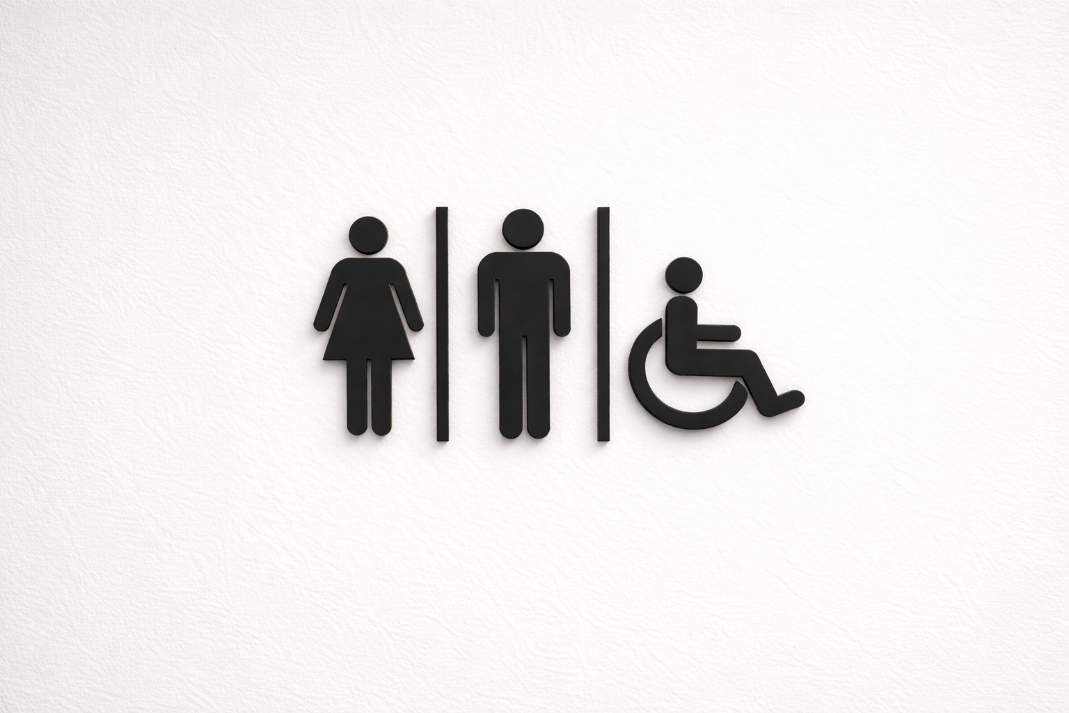 Pictogramme toilettes homme femme et PMR en noir pour signalétique intérieure professionnelle