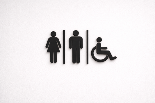 Pictogramme toilettes homme femme et PMR en noir pour signalétique intérieure professionnelle