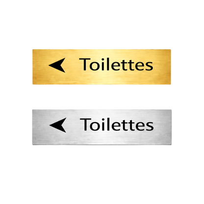 Plaque directionnelle Toilettes professionnelle avec flèche, finition métal
