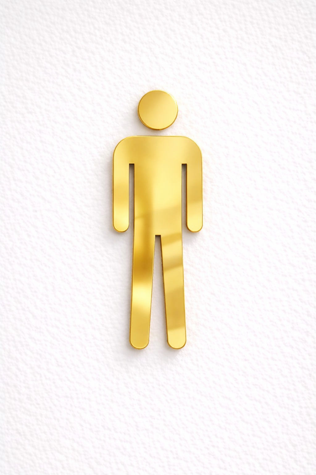 Pictogramme toilettes homme en or miroir pour signalétique intérieure professionnelle