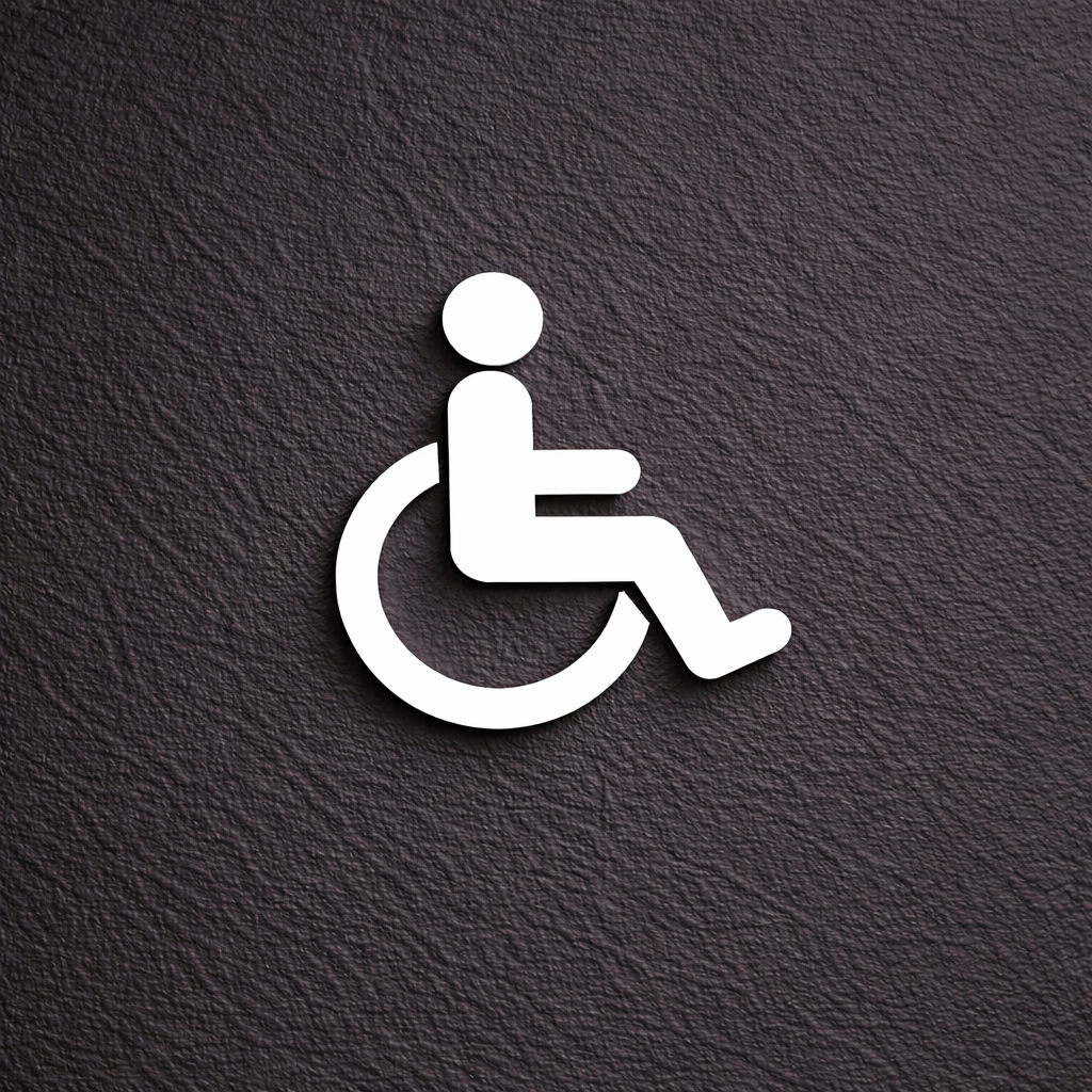 Pictogramme toilettes PMR en blanc pour signalétique intérieure professionnelle