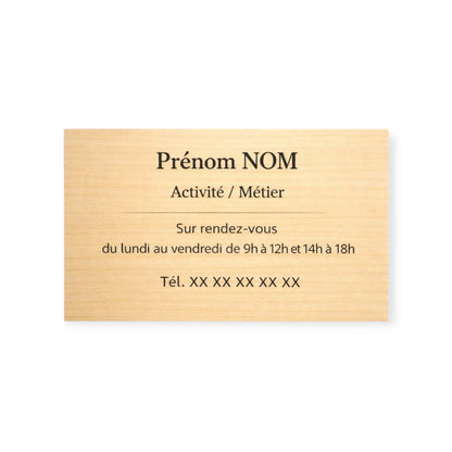 Plaque professionnelle personnalisée – Effet bois érable
