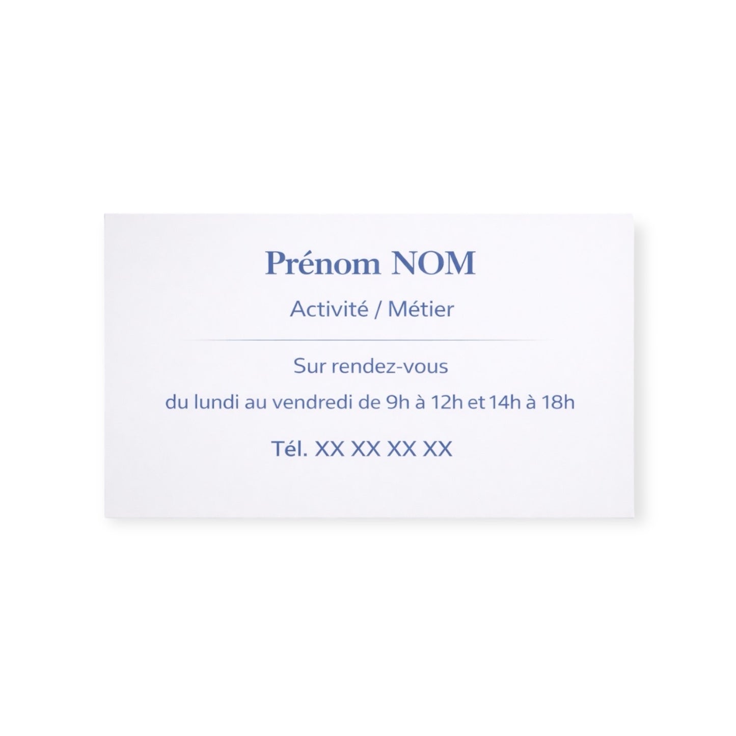 Plaque professionnelle personnalisée – PVC blanc & bleu