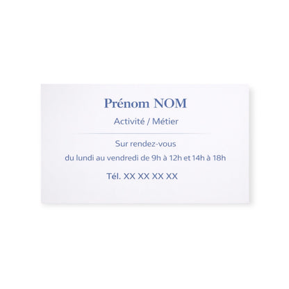 Plaque professionnelle personnalisée – PVC blanc & bleu