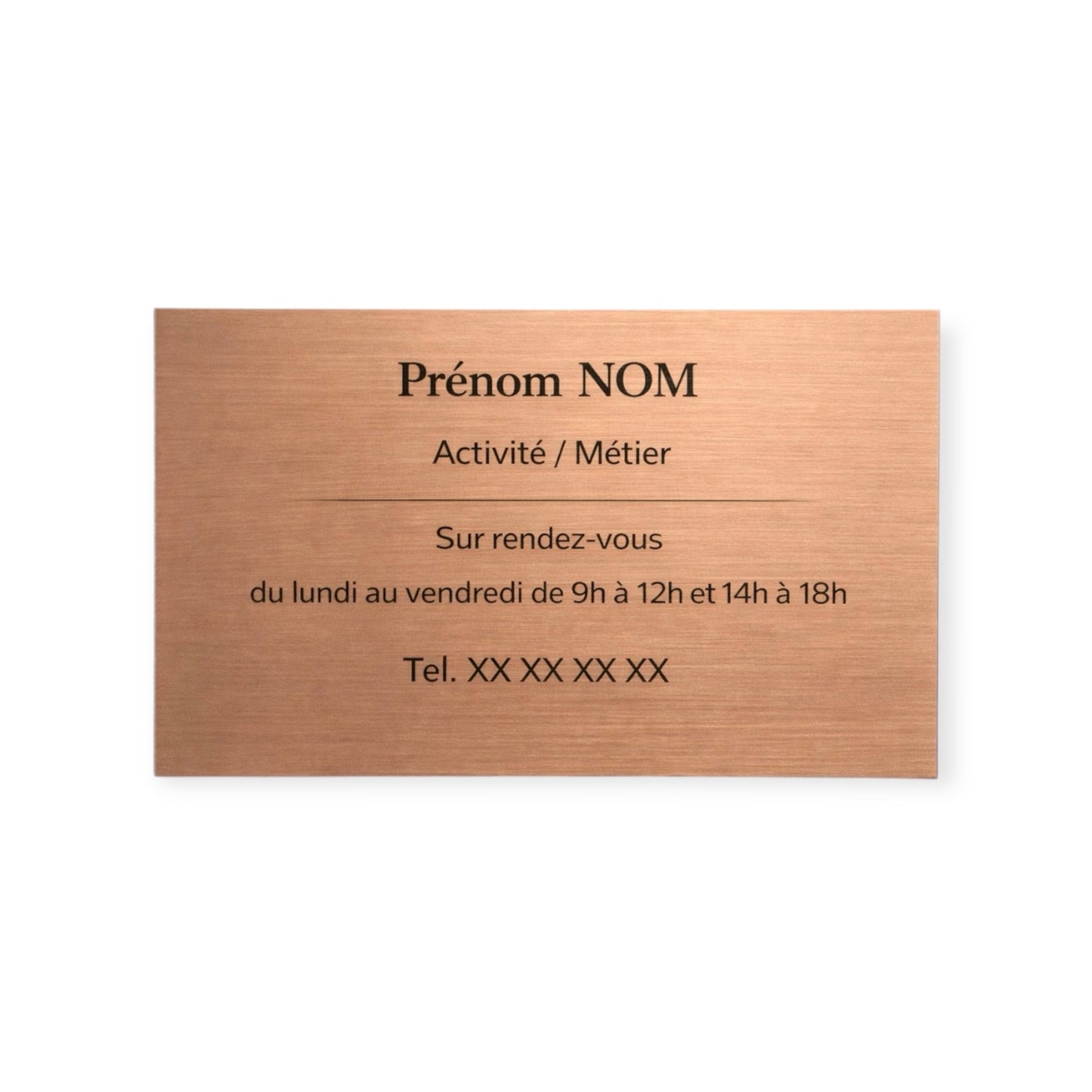 Plaque professionnelle personnalisée – PVC effet cuivre brossé