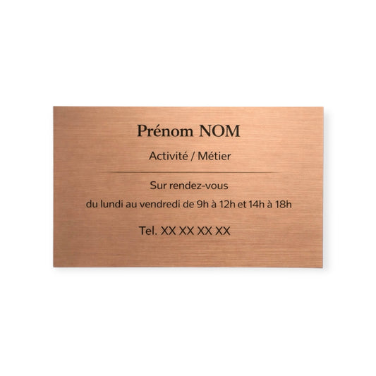 Plaque professionnelle personnalisée – PVC effet cuivre brossé