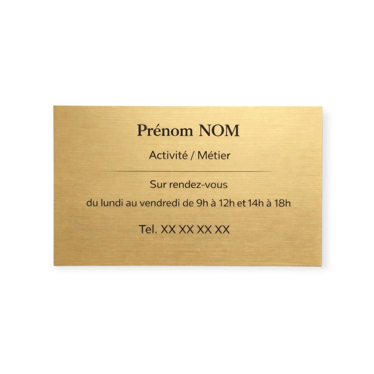 Plaque professionnelle personnalisée – Effet or brossé & noir