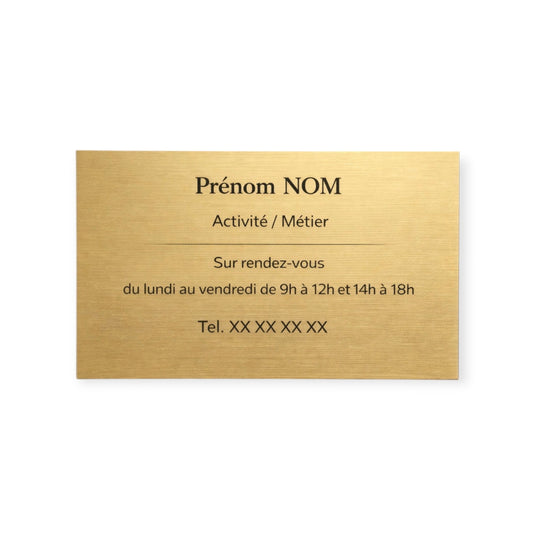 Plaque professionnelle personnalisée – Effet or brossé & noir