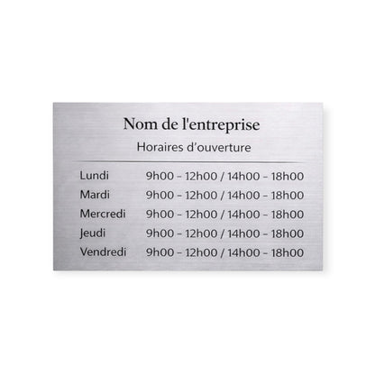 Plaque professionnelle personnalisée – Effet acier brossé & noir