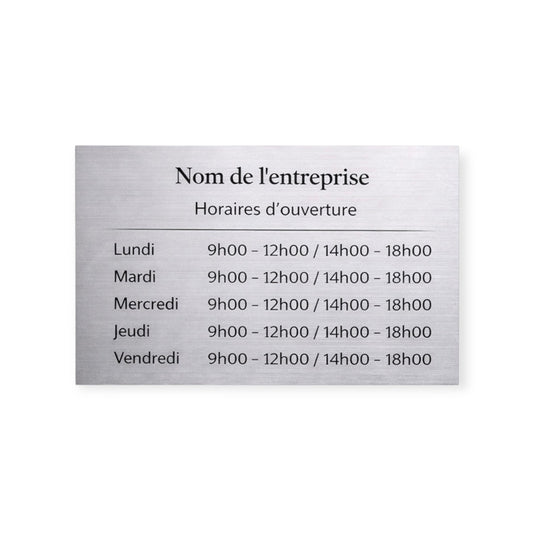 Plaque professionnelle personnalisée – Effet acier brossé & noir