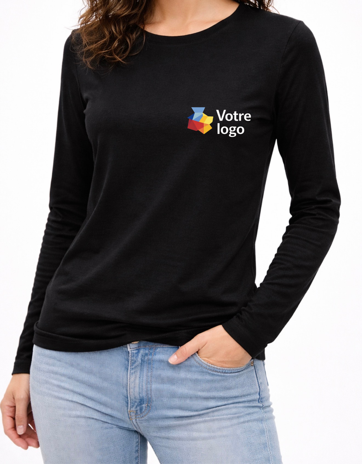 T-shirt professionnel manches longues femme personnalisable avec logo