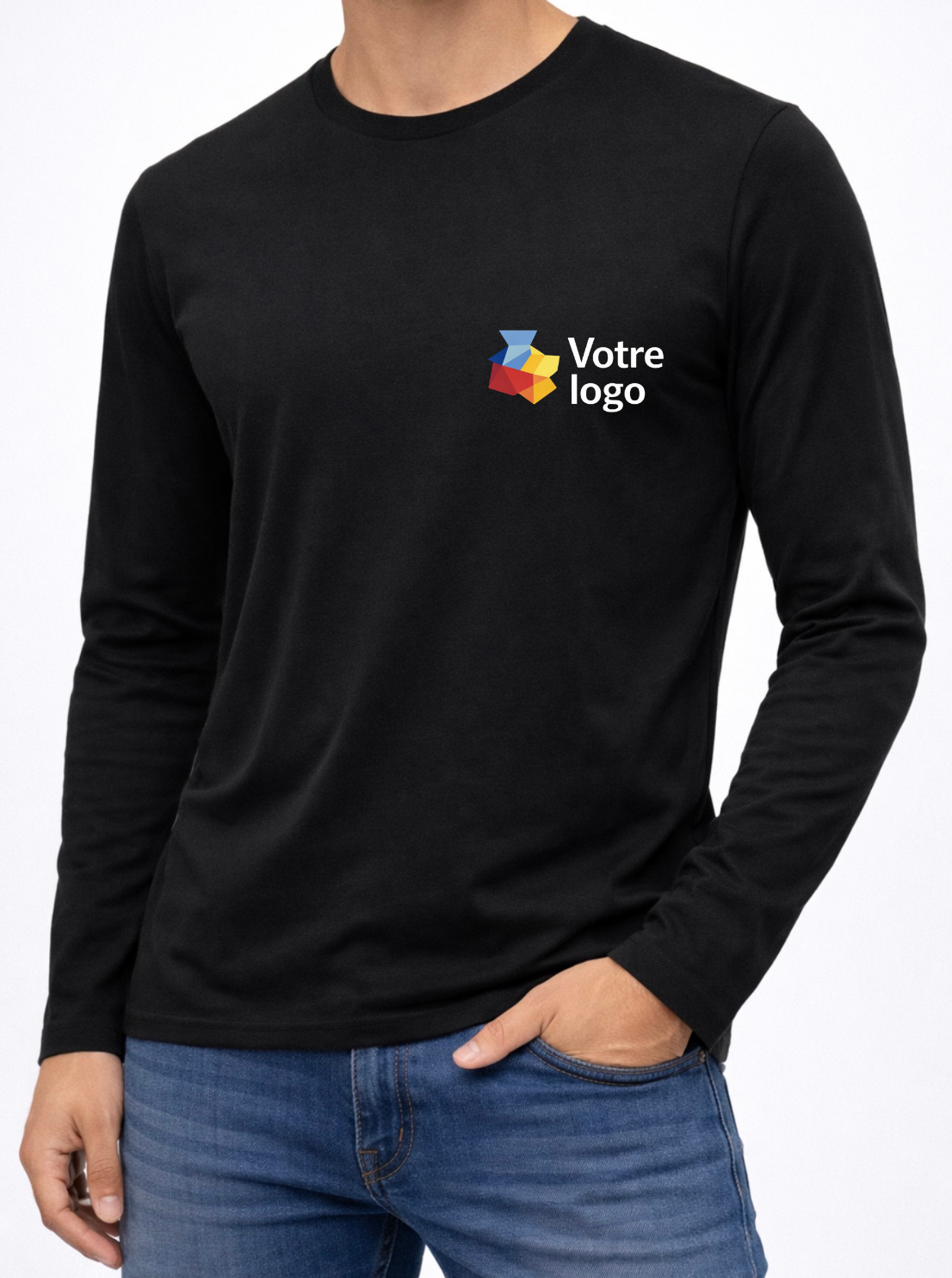 T-shirt professionnel manches longues homme personnalisable avec logo