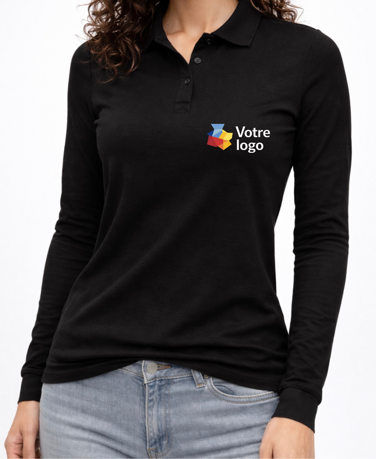 Polo professionnel manches longues femme personnalisable avec logo